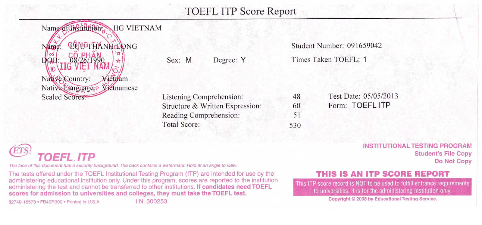 Chứng chỉ TOEFL